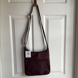 NWT Giani Bernini Napa Soft Wine Colored Crossbody Bag with Structured Design